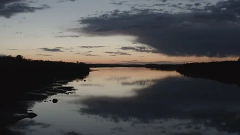 Sunset Drone over Ocean Bay Stock Footage 165690804