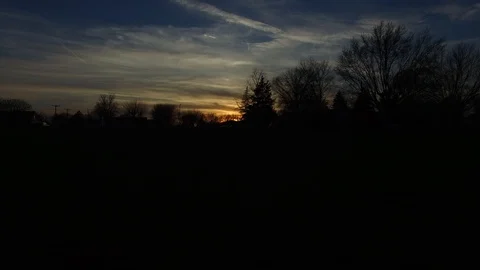Sunset Drone Pan Up Stock Footage