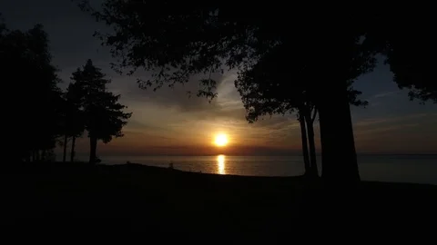 Sunset Drone push over Lake 2 Stock Footage 91180518