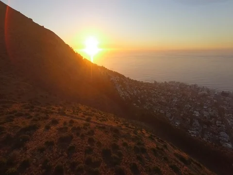 Sunset drone shot Cape Town Stock Footage 76841553