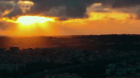 Sunset Drone shot Cascais Stock Footage 188884428