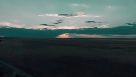 Sunset Drone Shot Over a Field Video stock 229906671