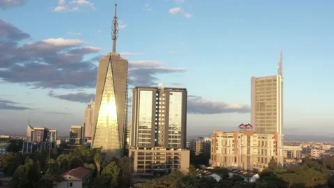 Sunset drone shot of upper hill skyline in nairobi Stock Footage 132418739