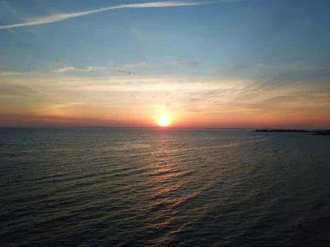 Sunset by drone at Silver Crest Beach, MA Stock Photos