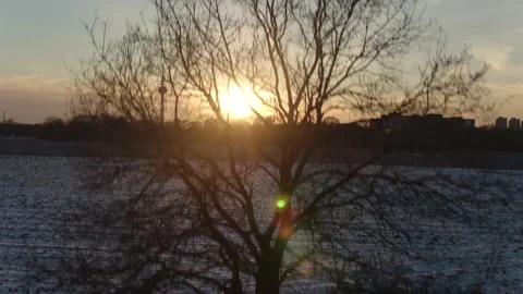 Sunset Drone Tilt Up Over Town / Television Tower / Silouette Vídeos de archivo 151751909