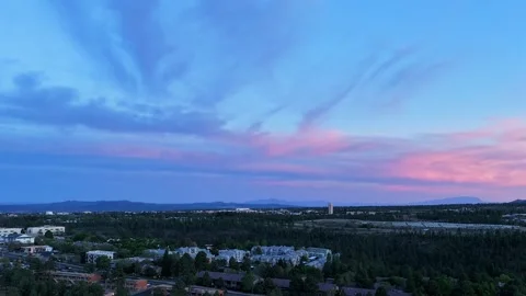Sunset Drone Timelapse: Lateral Flight Over Los Alamos as Clouds Shift Color Stock-Footage 336949311