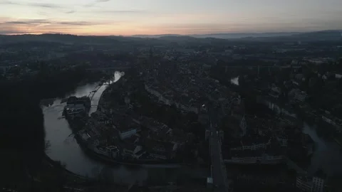 Sunset Drone Tour of Bern Old Town Video stock 326069890