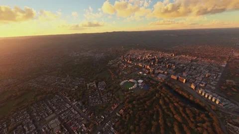 Sunset drone view of Adelaide Oval Stadium in North Adelaide. Australia Видео 277253671