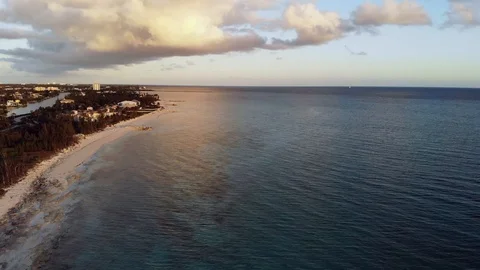 Sunset Drone View of Bahamia Gated Community and Coastal Homes, Freeport Stock Footage 103236949