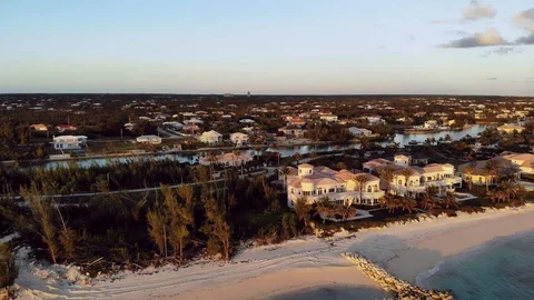 Sunset Drone View of Bahamia Gated Community and Coastal Homes, Freeport Видео 103237219