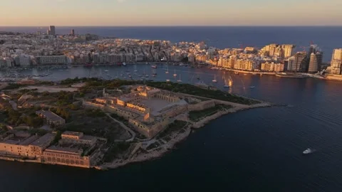 Sunset drone view of Manoel fort. Gzira, Malta island Stock Footage 293170055