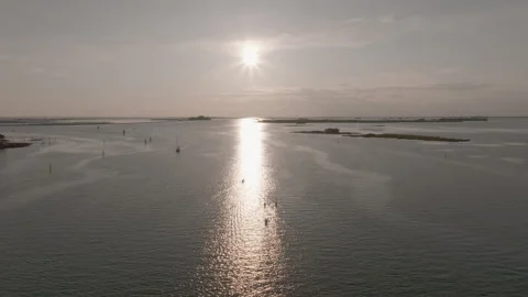 Sunset drone view of Marina Julia, Monfalcone Video stock 339733758