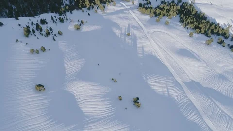 Sunset drone winter view of snow and forest 4K Vídeos de archivo 112303121