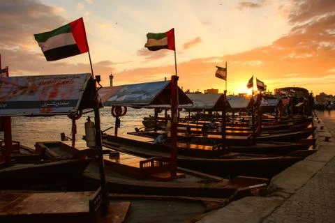 Sunset of Dubai Deira Stock Photos