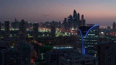 Sunset in Dubai Marina Stock Footage 128934839