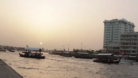 Sunset at the Dubai pier Stock Footage 150007162