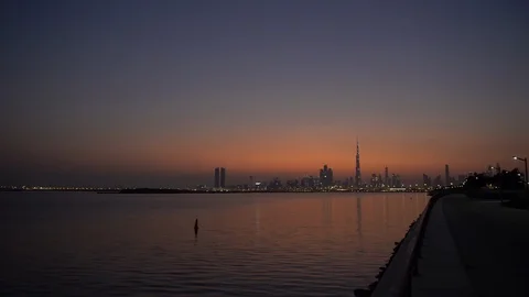 Sunset Dubai Skyline Video stock 94730152