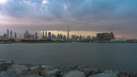 A sunset in the Dubai skyline ( Time Lapse) Stock Footage 136581922