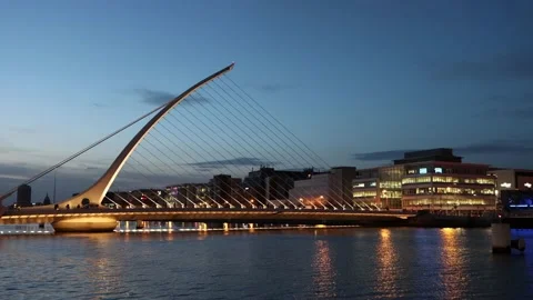 Sunset at Dublin office district, Docklands Stock Footage 234084937