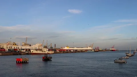Sunset at Dublin office district, Docklands Stock Footage 234085525
