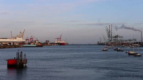 Sunset at Dublin office district, Docklands Stock Footage 234085534