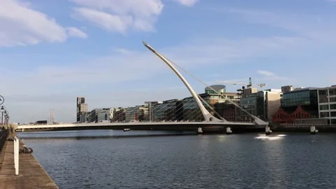 Sunset at Dublin office district, Docklands Stock Footage 234086916