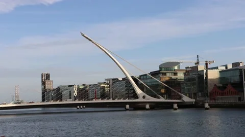 Sunset at Dublin office district, Docklands Stock Footage 234087114