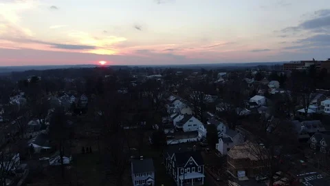 Sunset During Fall Doylestown, PA Bucks County - Aerial Drone Footage 스톡 동영상 100449616