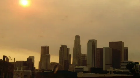 Sunset During LA Fire Stock Footage