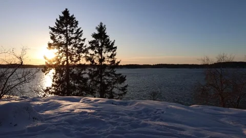 Sunset during the winter. Stock Footage 304630883