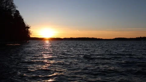 Sunset during the winter at lake Mälaren. Stock Footage 304630947