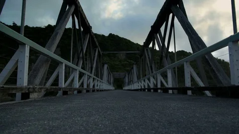 Sunset dusk, eerie running through architecture Stock Footage 79996148