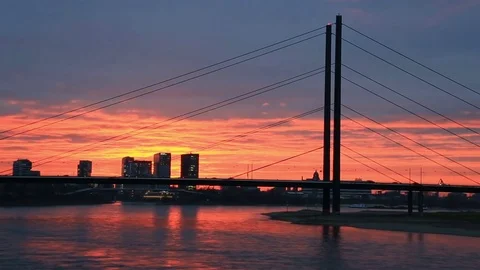 Sunset in Dusseldorf, Germany Video stock 82172145