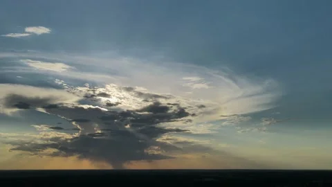 Sunset dying thundershower Stock Footage 160052805