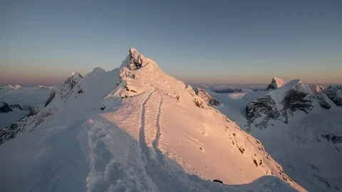 Sunset on Dyrhaugstindane Stock Footage 87804644