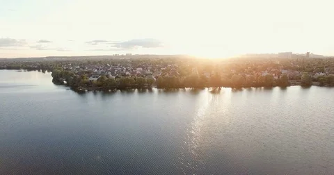 Sunset in early May, the Dnieper River in the city of Kiev High quality 10bit Stock Footage 84946173