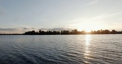 Sunset in early May, the Dnieper River in the city of Kiev High quality 10bit Stock Footage 84946517