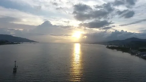 Sunset in eastern indonesia over the sea of ​​ambon city Stock Footage 217380687