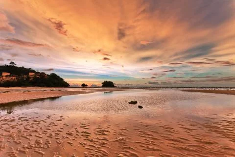 Sunset ebb landscape Stock Photos