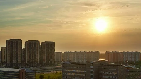 Sunset on the edge of the city Stock Footage 70853523