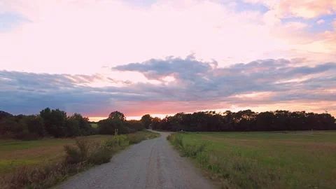 Sunset at the edge of the field Stock Footage 261560033
