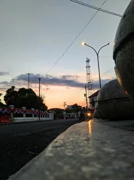 Sunset at the edge of town Stock Photos