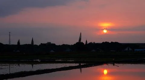 Sunset on the edge of town Stock Photos