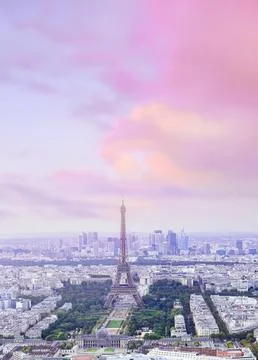 Sunset Eiffel tower and Paris city view form Montparnasse. Sunset romantic Stock Photos