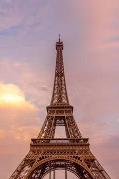 Sunset in the Eiffel Tower, Paris Stock Photos