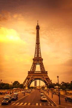 Sunset in the eiffel tower 스톡 사진