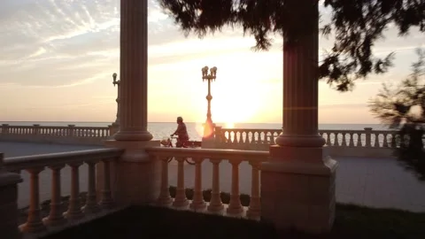 Sunset on the embankment Stock Footage 160265986