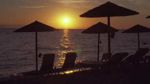 Sunset empty beach Stock Footage 155113269