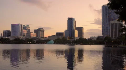 Sunset at Eola Park, Orlando Stock Footage 66586956