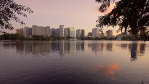 Sunset at Eola Park, Orlando Stock Footage 79201399